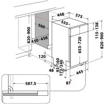 Lave vaisselle encastrable  WHIRLPOOL	WSBO3O34PFX 6ème Sens