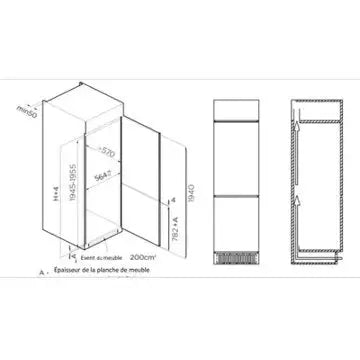 Réfrigérateur combiné encastrable 							BRANDT				BIC9454EN 194cm