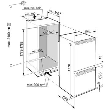Réfrigérateur combiné encastrable 							LIEBHERR				ICBNE5123-20 BioFresh