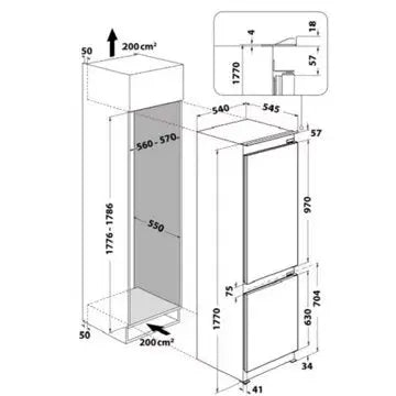 Réfrigérateur combiné encastrable  WHIRLPOOL	WHC18T323P Supreme Silence