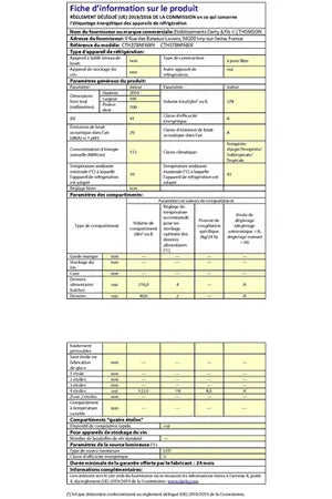 Thomson cth378nfawh refrigerateur congelateur en bas DUMANOIR